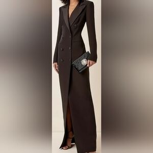 Elegant Black Double-Breasted Coat Dress